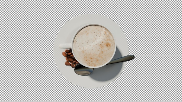 uma chávena de café com uma colher em um prato