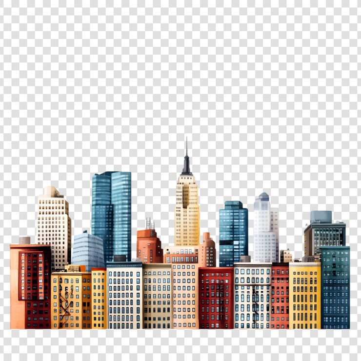 PSD uma cidade com arranha-céus em fundo branco