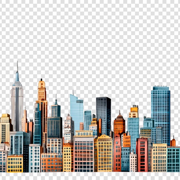 PSD uma cidade com arranha-céus em fundo branco