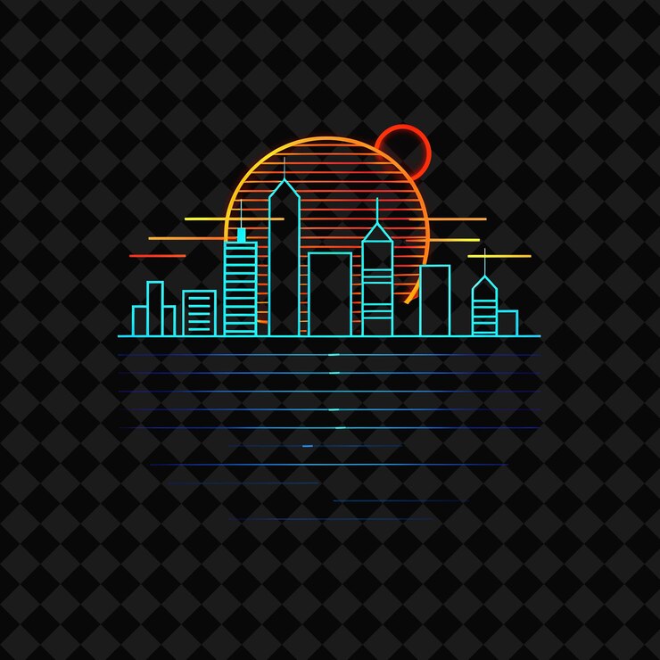 PSD uma cidade em um fundo preto com uma cidade no meio