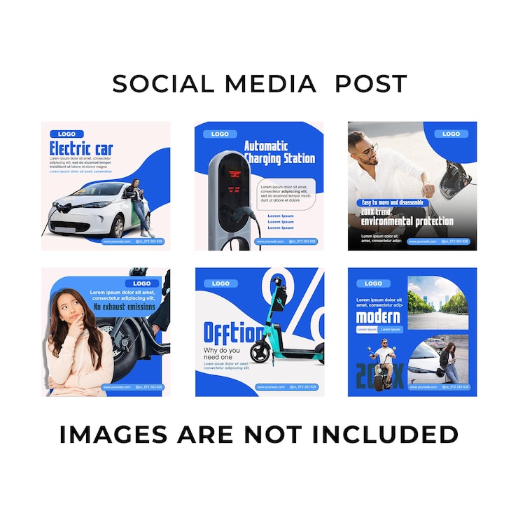 PSD uma colagem de fotos com uma imagem de um carro e as palavras mídia social na parte inferior