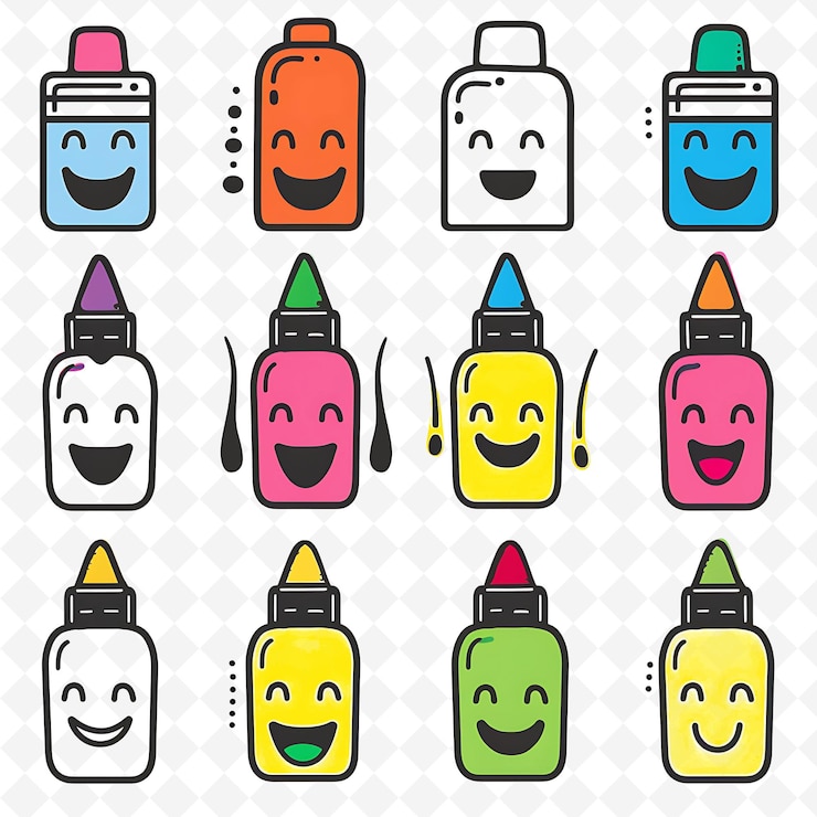 PSD uma coleção de garrafas coloridas com diferentes cores e formas