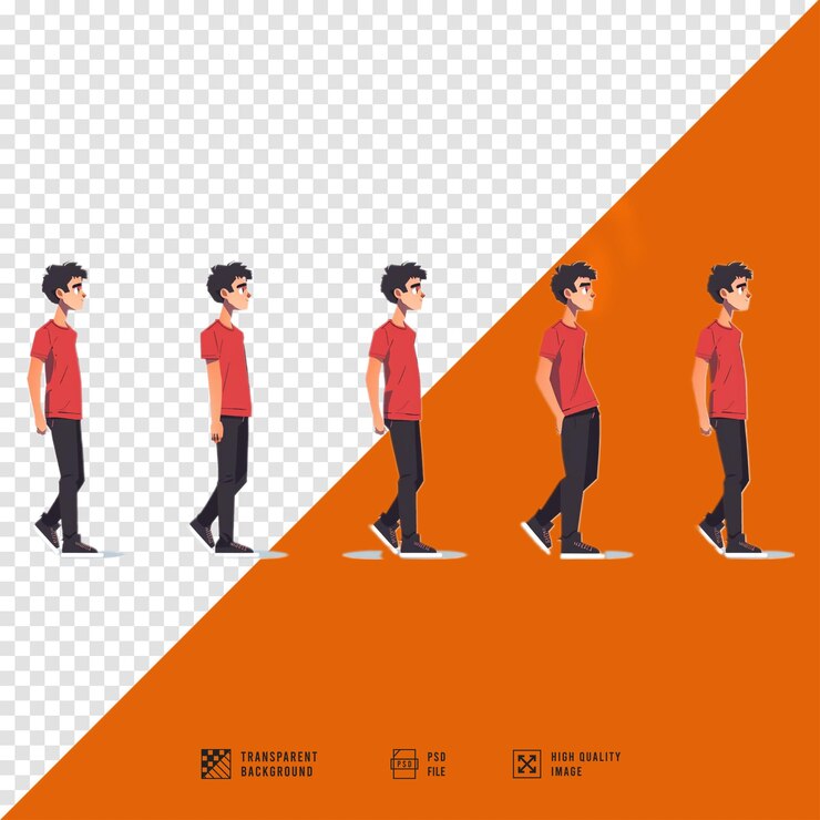 PSD uma coleção de ilustrações mostrando animação em execução sem fundo