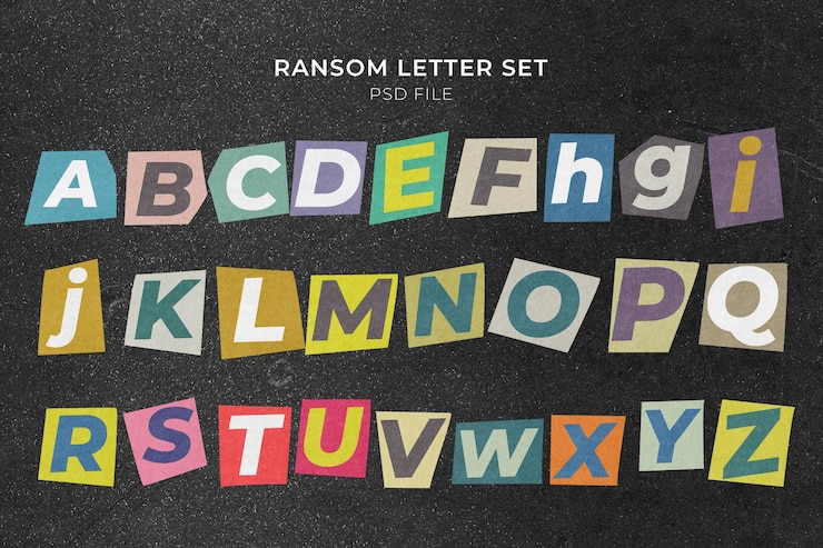 PSD uma coleção de letras coloridas do alfabeto