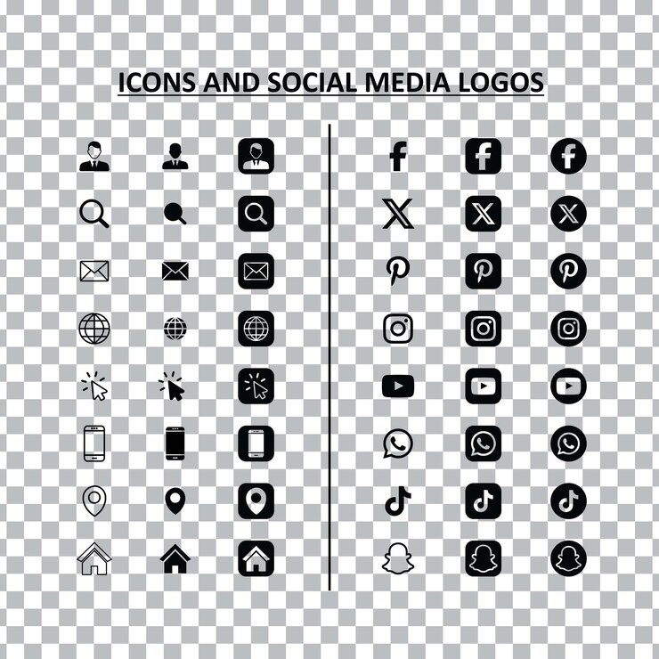PSD uma coleção de logotipos para redes sociais e redes sociais transparência logotipo usar todas as ideias de logotipo lateral