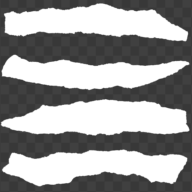 Uma coleção de pedaços de papel rasgados com texturas rasgadas elegantes isoladas em um fundo transparente