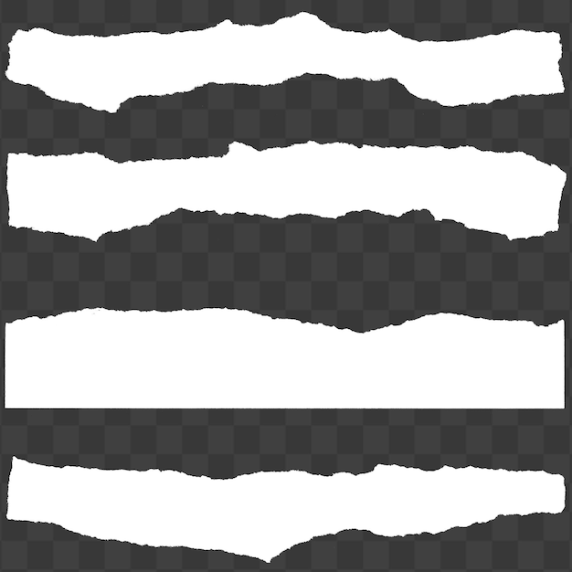 Uma coleção de texturas de papel rasgadas com rachaduras e bordas realistas isoladas em um BG transparente