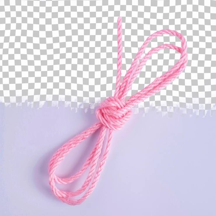 PSD uma corda rosa amarrada a um nó em um pedaço de papel