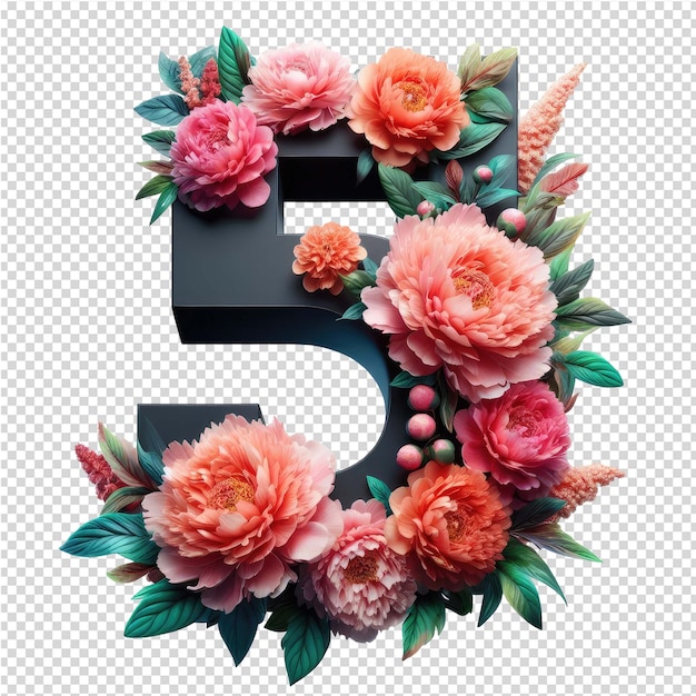 PSD uma coroa de flores com o número 5