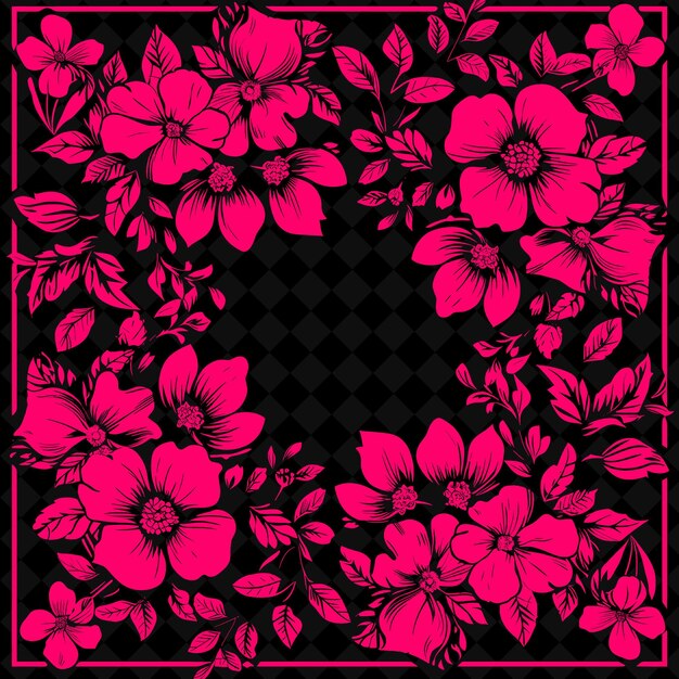 PSD uma coroa de flores rosa com fundo preto
