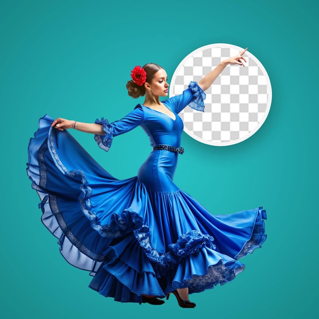 PSD uma dançarina de flamenco em um vestido bonito em fundo transparente