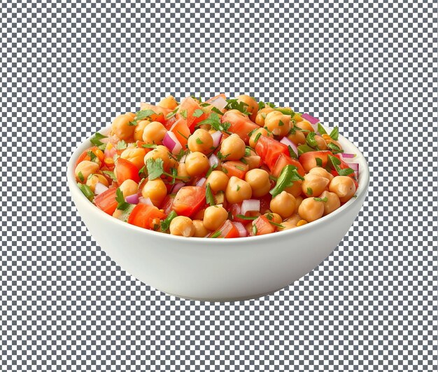 Uma deliciosa salada de grão-de-bico isolada sobre um fundo transparente.