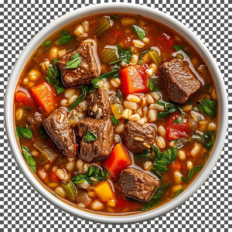 PSD uma deliciosa tigela de sopa com feijão e milho e feijão isolados em fundo transparente