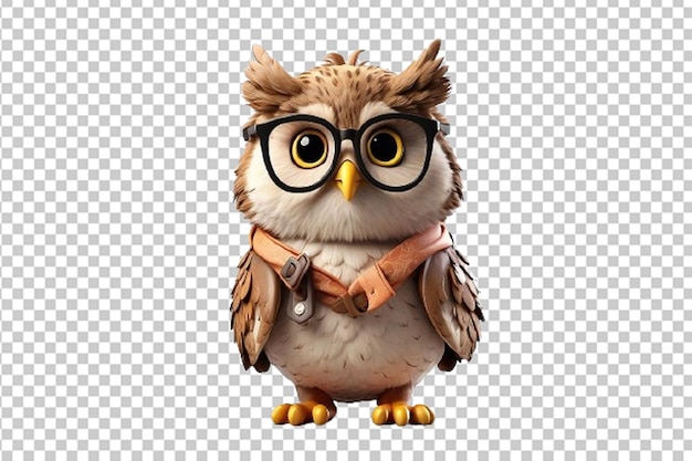 PSD uma encantadora renderização 3d de uma linda coruja feliz usando óculos