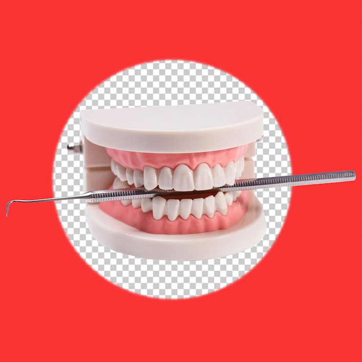 uma escova de dentes com uma escova para dentes na frente de um fundo vermelho
