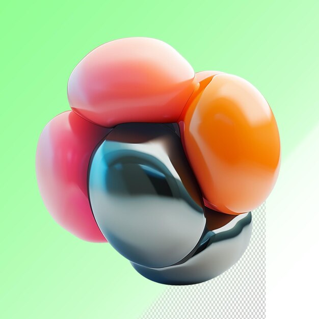 PSD uma escultura colorida de um objeto em forma de ovo laranja vermelho e branco