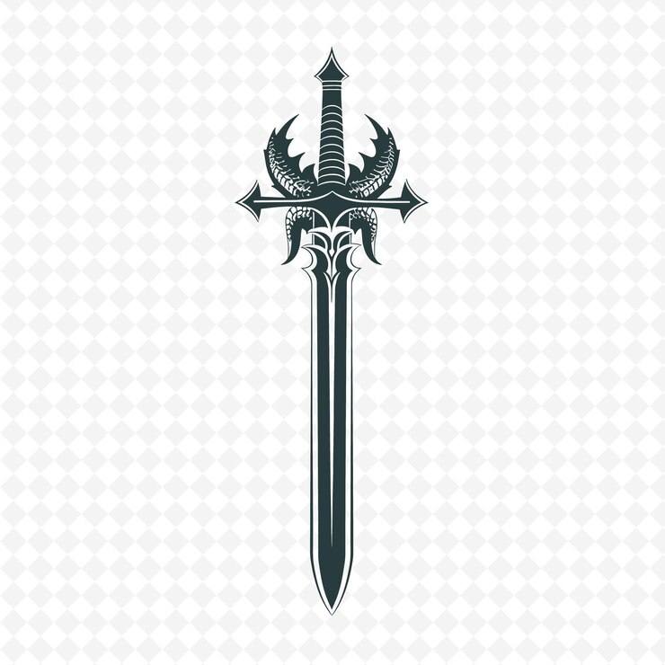 PSD uma espada com uma coroa em fundo branco