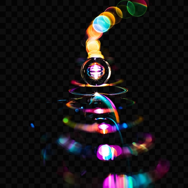 PSD uma espiral de luzes coloridas de arco-íris com um círculo de luz na parte inferior