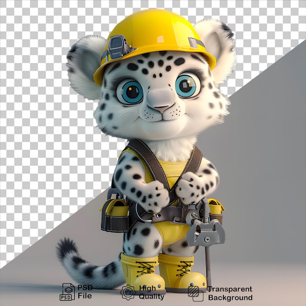 PSD uma estatueta de leopardo com um capacete amarelo