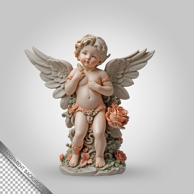 PSD uma estatueta de um anjo com rosas nele