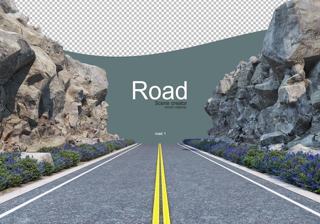 Uma estrada que corta uma grande linha de pedregulho
