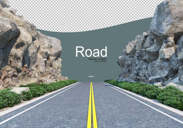 Uma estrada que corta uma grande linha de pedregulho