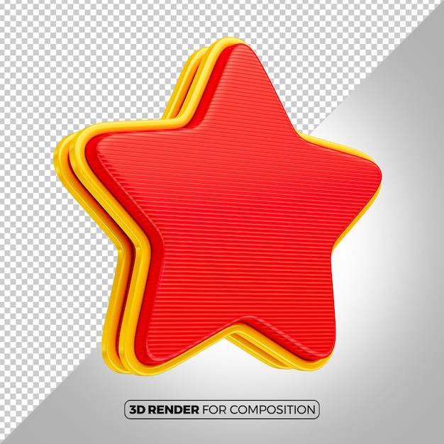 Uma estrela vermelha com linhas amarelas e uma estrela vermelha