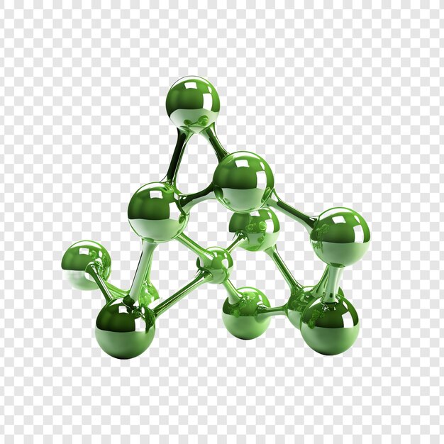 Uma estrutura molecular verde isolada em fundo transparente