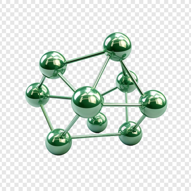 Uma estrutura molecular verde isolada em fundo transparente