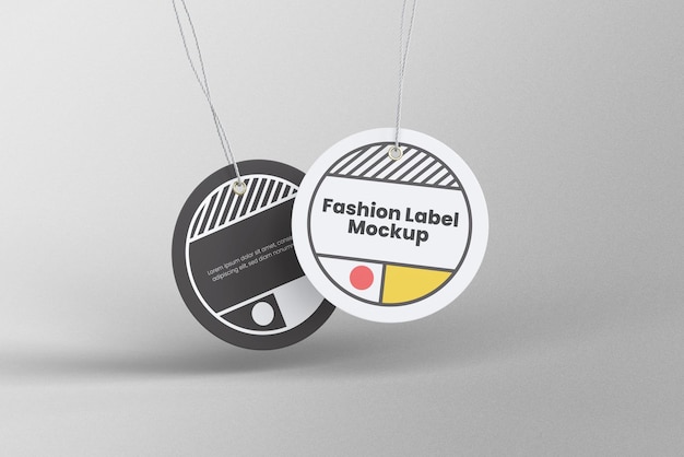 Uma etiqueta redonda que diz maquete de marca de moda.