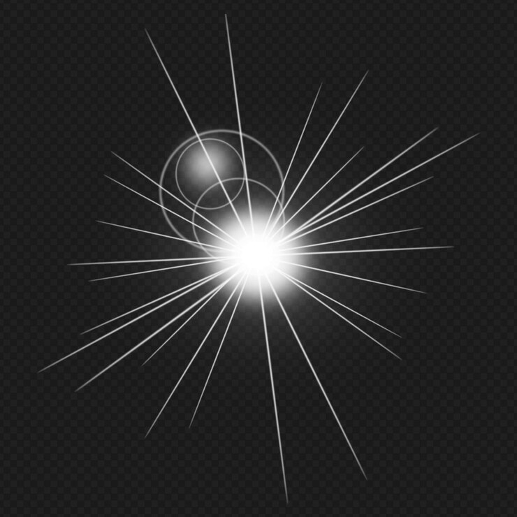 PSD uma explosão de luz branca com raios brancos isolados em fundo transparente