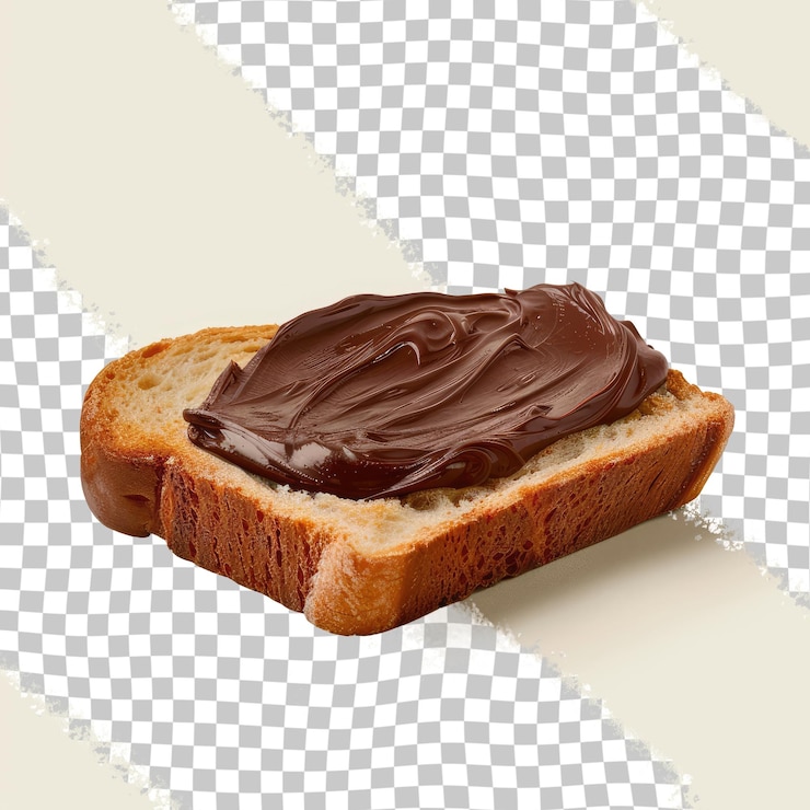 PSD uma fatia de pão com chocolate em cima e um pedaço de pã com manteiga de amendoim na parte de baixo