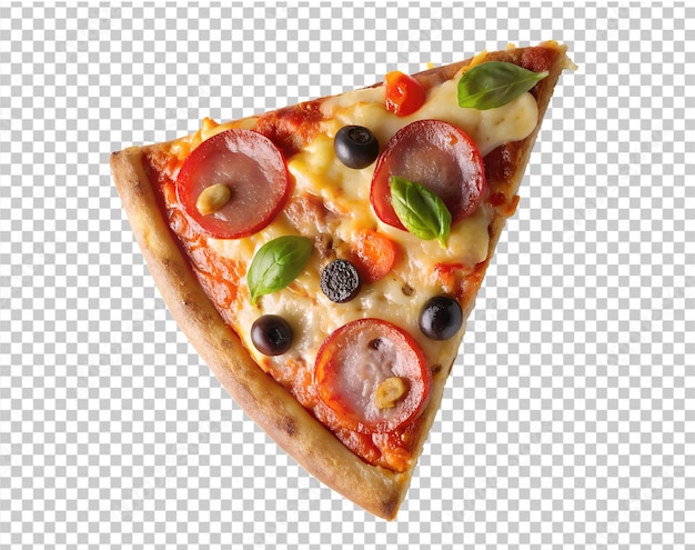 uma fatia de pizza com diferentes coberturas isoladas em fundo transparente PNG e PSD