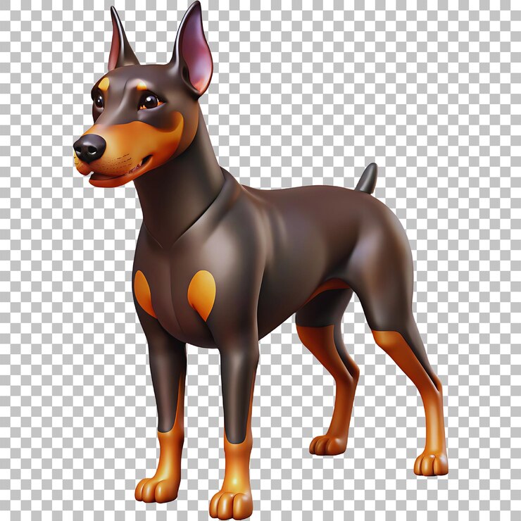 PSD uma figura de cão com uma cauda preta e manchas castanhas