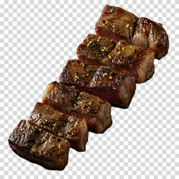 uma fileira de carnes com temperos