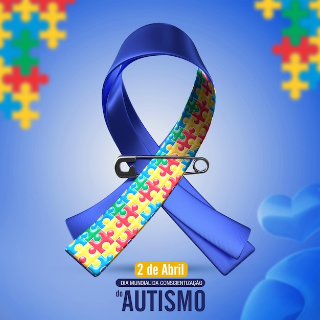 Uma fita azul com as palavras autismo