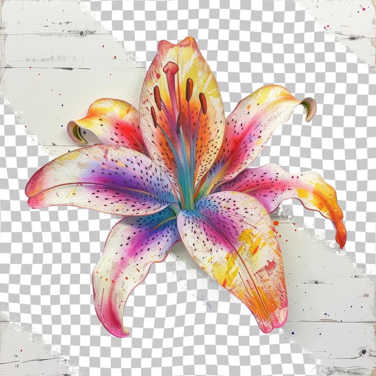 PSD uma flor colorida é mostrada em um fundo branco