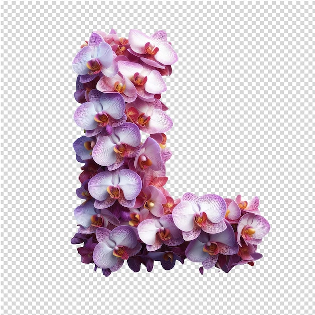 PSD uma flor com a letra l feita por flores