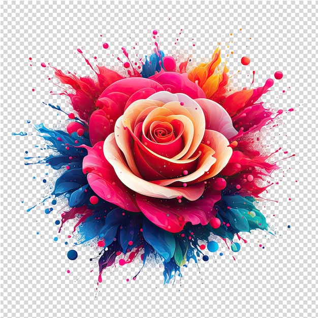 PSD uma flor com cores rosa e azul no fundo