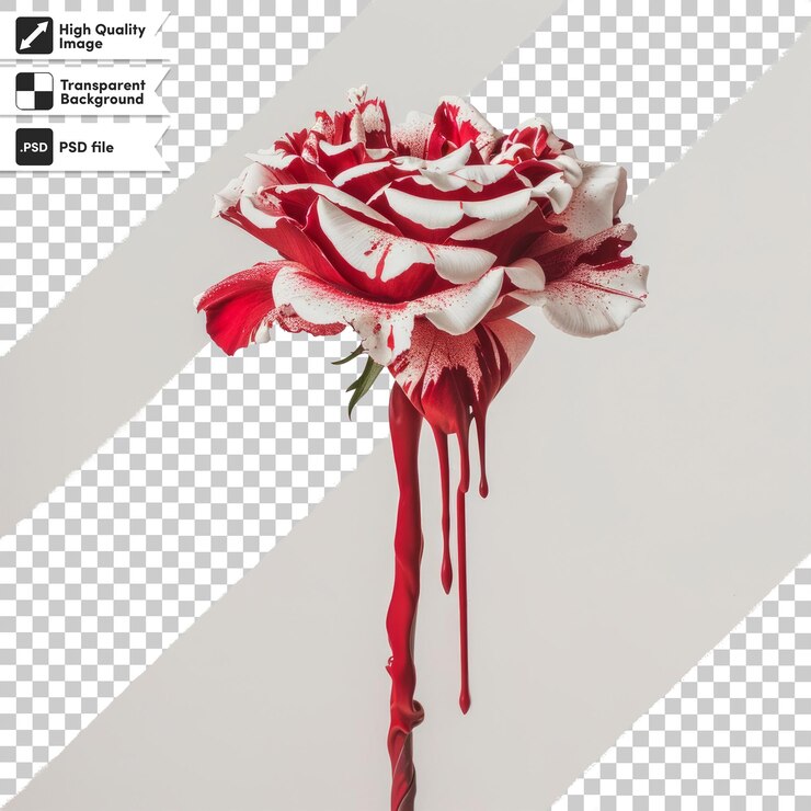 PSD uma flor com um caule vermelho
