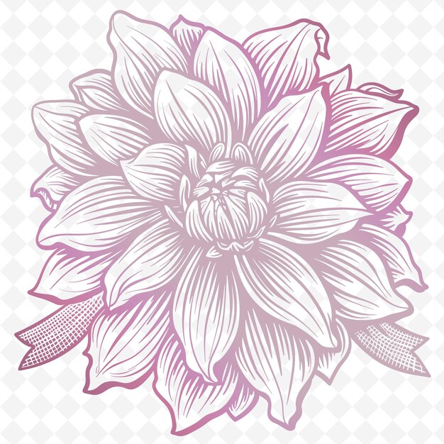 PSD uma flor em uma ilustração de arte vetorial de fundo xadrez