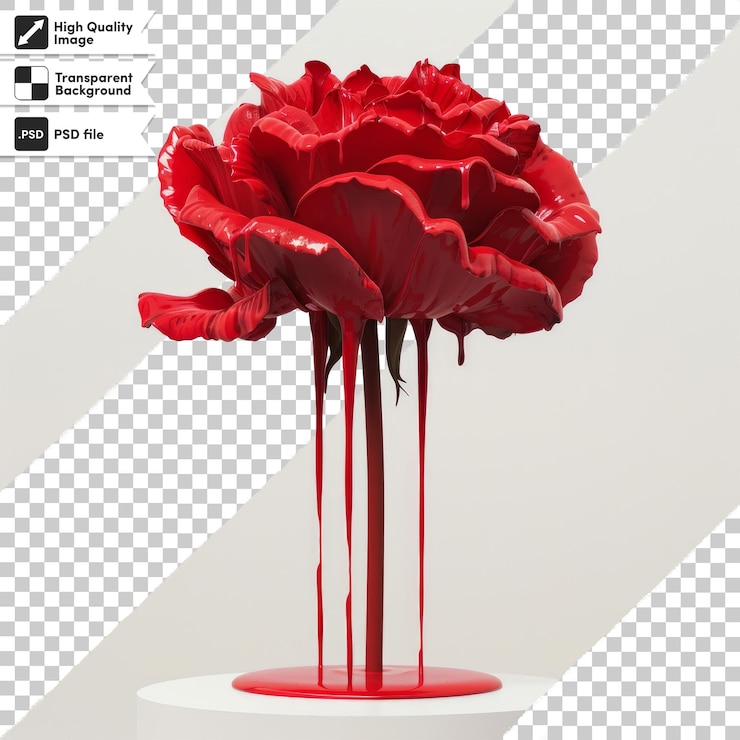PSD uma flor vermelha com uma substância vermelha nela