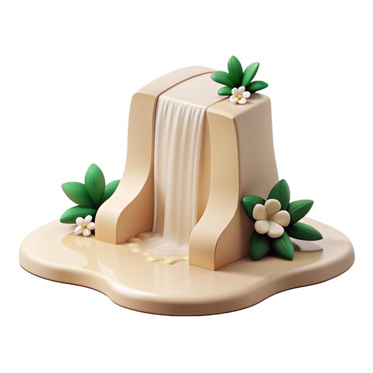 PSD uma fonte de água com flores e uma cachoeira
