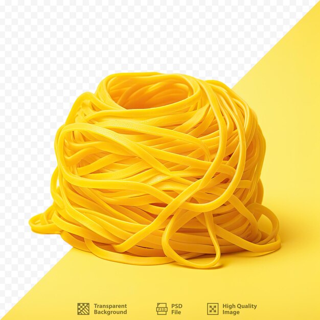 PSD uma foto de um espaguete com fundo amarelo.