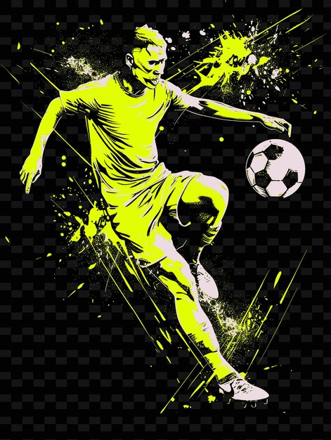 PSD uma foto de um jogador de futebol com uma camisa amarela e a palavra futebol nele