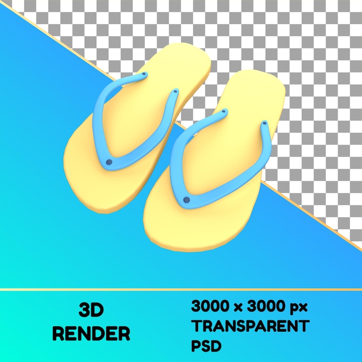 PSD uma foto de um par de chinelos com a palavra render.