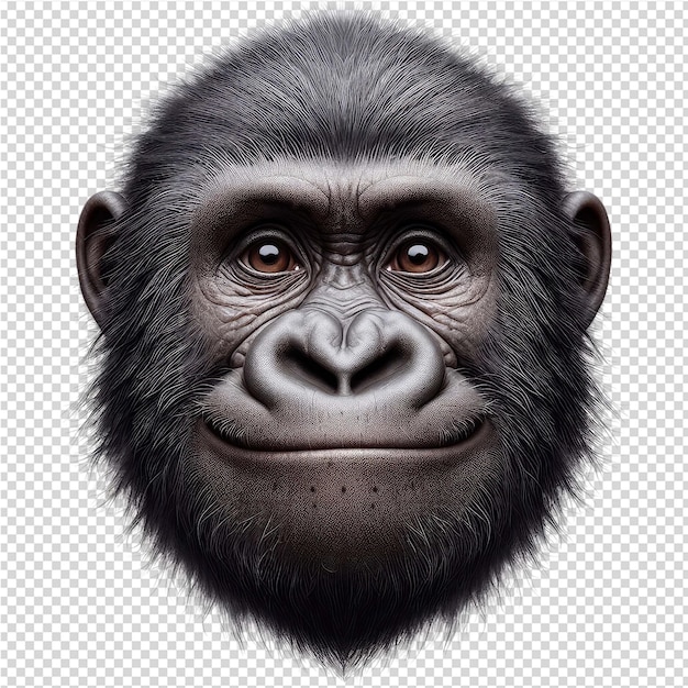 PSD uma foto de um rosto de gorila e as palavras gorila nele