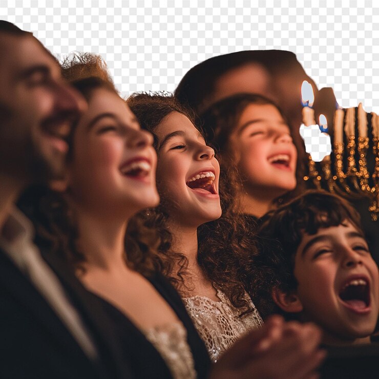 PSD uma foto de uma família com uma vela no fundo