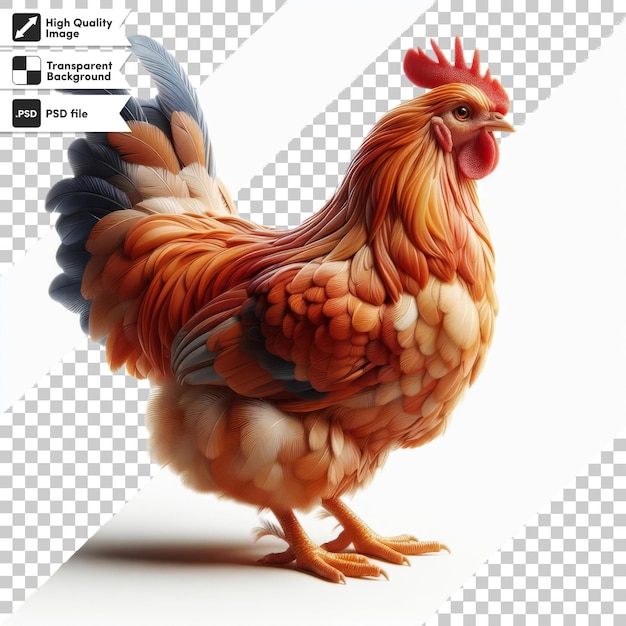 PSD uma foto de uma galinha com uma foto de um galo nele