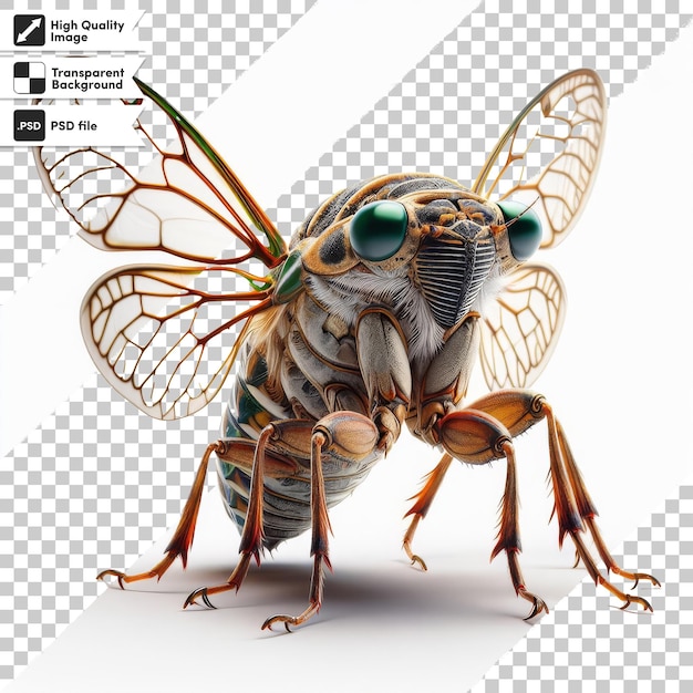PSD uma foto de uma mosca com uma foto de um inseto nele